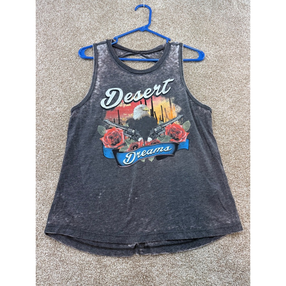 Shyanne Desert Dreams Tank Top Grey Burnout Small Western Cowboy Motorcycle